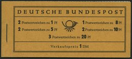 MARKENHEFTCHEN MH 4Xv **, 1958, Markenheftchen Heuss/Ziffer, Deckel Dunkelchromgelb, Pracht, Mi. 100.- - Autres & Non Classés