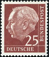 ROLLENMARKEN 186vR **, 1954, 25 Pf. Heuss, Einzelmarke Mit Ungerader Roter Nummer, Pracht, Mi. 65.- - Rollenmarken