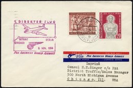 ERST-UND ERÖFFNUNGSFLÜGE 2498 BRIEF, 6.11.54, Berlin-Chicago, Prachtbrief - Briefe U. Dokumente