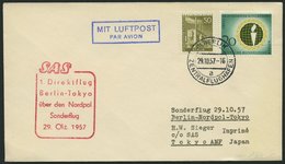 ERST-UND ERÖFFNUNGSFLÜGE 29.10.57, Berlin-Tokyo, 1. Direktflug über Den Nordpol, Prachtbrief - Lettres & Documents