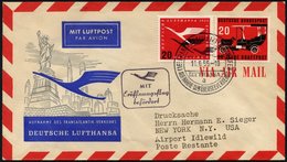 DEUTSCHE LUFTHANSA 41 BRIEF, 11.6.1955, Frankfurt-New York, Prachtbrief - Oblitérés