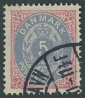 DÄNEMARK 24IYA O, 1879, 5 Ø Rosa/blau, Normaler Rahmen, Wz. 1Y, Gezähnt K 14:131/2, Pracht, Mi. 90.- - Gebruikt