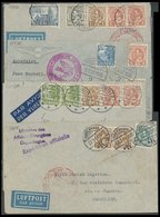 1937/39, Lufthansa-Condor-Katapultdienst: 4 Verschiedene Vertragsstaatenbriefe Nach Brasilien Und Argentinien, Haberer 5 - Oblitérés