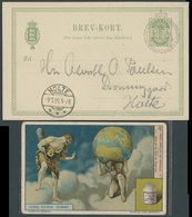 1901, 5 Ø Privatpost-Ganzsachenkarte Weltkugel Tragender Atlas, Dazu Liebig Reklamebild Dto., Pracht -> Automatically Ge - Gebraucht