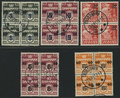 FÄRÖER 2-6 VB O, 1940/1, Britische Besetzung In Zentrisch Gestempelten Viererblocks, Prachtsatz, Fotoattest L. Nielsen - Otros & Sin Clasificación