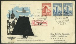 ERSTFLÜGE 17.5.1955, Kopenhagen-Baghdad, Kuvert Mit überdrucktem Araber, Pracht, RR! - Autres & Non Classés