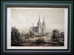 ROSKILDE (Roeskilde Domkirke), Die Domkirche, Lithographie Mit Tonplatte Von Alexander Nay Bei Emil Baerentzen, 1856, Mi - Litografía