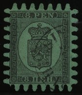 FINNLAND 6Cx O, 1867, 8 P. Schwarz Auf Grün, Alle Zungen, Pracht - Andere & Zonder Classificatie