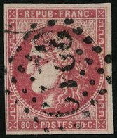 FRANKREICH 44a O, 1870, 80 C. Rosa, Kaum Sichtbare Bugspur Sonst Pracht, Mi. 300.- - Sonstige & Ohne Zuordnung