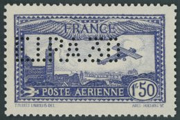FRANKREICH 255I **, 1930, 1.50 Fr. Flugpost Mit Lochung E.I.P.A. 30, Pracht - Autres & Non Classés