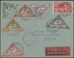 1924, 6 Verschiedene Flugereignismarken Auf Luftpostbrief Nach Paris Mit Zusatzfrankatur Mi.Nr. 170, Pracht -> Automatic - Sammlungen