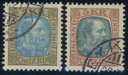 ISLAND 46/7 O, 1904, 2 Und 5 Kr. König Christian IX, 2 Prachtwerte, Mi. 265.- - Sonstige & Ohne Zuordnung