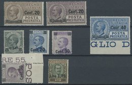 ITALIEN 214-21 **, 1925, Rohrpostmarken Und König Emanuel III, 2 Postfrische Prachtsätze, Mi. 76.- - Usati