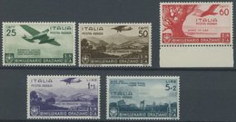 ITALIEN 555-59 **, 1936, Flugpost, 5 Postfrische Prachtwerte, Mi. 81.- - Oblitérés