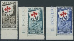 ITALIEN 834-36 **, 1951, Gymnastische Wettspiele, Postfrischer Prachtsatz, Mi. 120.- - Oblitérés