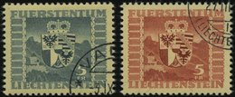 LIECHTENSTEIN 243,252 O, 1945/7, 5 Fr. Wappen, 2 Prachtwerte, Mi. 115.- - Andere & Zonder Classificatie