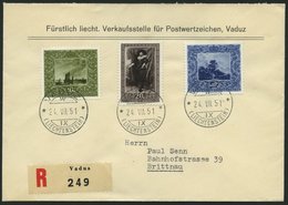 LIECHTENSTEIN 301-03 BRIEF, 1951, 2. Gemäldegalerie Auf FDC, Einschreibbrief, Pracht, Mi. 140.- - Andere & Zonder Classificatie