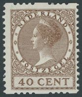 NIEDERLANDE 161B *, 1925, 40 C. Braun, Ohne Wz., Rollenzähnung, Falzrest, Pracht - Sonstige & Ohne Zuordnung