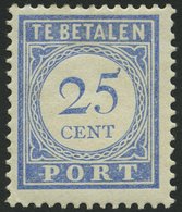 PORTOMARKEN P 55 *, 1916, 25 C. Mattultramarin, Falzrest, Pracht, Mi. 75.- - Tasse