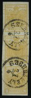 ÖSTERREICH 1Xb O, 1850, 1 Kr. Orange, Handpapier, Type III, Im Senkrechten Dreierstreifen Mit WZ über 50% Der Beiden Obe - Usati