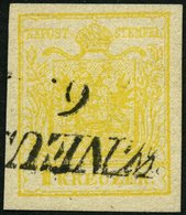 ÖSTERREICH 1Yd O, 1854, 1 Kr. Kadmiumgelb, Maschinenpapier, Type III, Pracht, Gepr. Dr. Ferchenbauer - Oblitérés