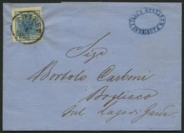 ÖSTERREICH 5Y BRIEF, 1855, 9 Kr. Blau, Maschinenpapier, Type IIIb, K1 TRIEST Abends, Prachtbrief Nach Bogliaco - Gebraucht