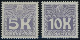 PORTOMARKEN P 45/6 *, 1911, 5 Und 10 Kr. Violettblau, Falzrest, Pracht, Mi. 400.- - Postage Due