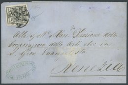 LOMBARDEI UND VENETIEN 2Y BRIEF, 1858, 10 C. Schwarz, Maschinenpapier, Allseits Riesenrandiges Kabinettstück Auf Nicht G - Lombardo-Venetien