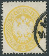 LOMBARDEI UND VENETIEN 14 O, 1863, 2 So. Gelb, Pracht, Gepr. Dr. Ferchenbauer, Mi. 150.- - Lombardy-Venetia
