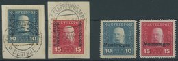 FELDPOST MONTENEGRO 1/2 BrfStk,I,II * , 1917/8 10 Und 15 H. Feldpostmarken, Dreizeiliger Und Einzeiliger Aufdruck, 4 Pra - Otros & Sin Clasificación