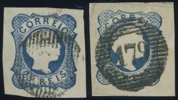 PORTUGAL 10I,II O,BrfStk , 1856, 25 R. Blau, Feines Und Grobes Netzwerk, 2 Prachtwerte - Usado