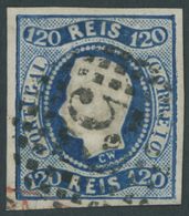 PORTUGAL 24 O, 1866, 120 R. Blau, Pracht, Mi. 100.- - Gebraucht