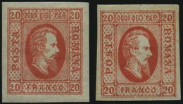 RUMÄNIEN 13x *, 1865, 20 Par. Rot, Beide Typen, Falzrest, 2 Prachtwerte - Altri & Non Classificati