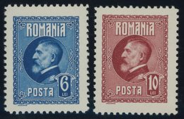 RUMÄNIEN 300,302F *, 1926, 6 L. Blau Und 10 L. Rot, Falzrest, 2 Prachtwerte - Other & Unclassified