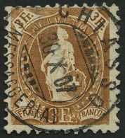 SCHWEIZ BUNDESPOST 80D O, 1905, 3 Fr. Gelbbraun, Gezähnt K 111/2:12, Kleine Helle Stelle, Feinst, Mi. 350.- - Sonstige & Ohne Zuordnung