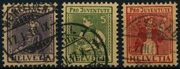 SCHWEIZ BUNDESPOST 133-35 O, 1917, Pro Juventute, Prachtsatz, Mi. 110.- - Sonstige & Ohne Zuordnung