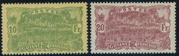 FRANZÖSISCH-GUYANA 92/3 **, 1924, 10 Fr. Grün Auf Gelb Und 20 Fr. Lilakarmin, Postfrisch, 2 Prachtwerte - Other & Unclassified