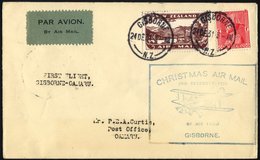 NEUSEELAND 174,181 BRIEF, 24.12.1931, 4 P. Auf Weihnachtssonderflug GISBORNE-OAMARU, Prachtbrief, Müller 97 - Autres & Non Classés