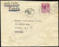 SINGAPUR 9 BRIEF, 1954, 10 C. König Georg VI Mit K1 FORCES P.O./Datum/SINGAPORE Auf Feldpostbrief Aus Dem Großen Hauptqu - Singapour (...-1959)