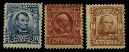 USA 142/3,145 *, Scott 304/5,307, 1902/3, 5, 6 Und 10 C. Persönlichkeiten, Wz. 1, Gezähnt L 12, 6 C. Helle Stelle, 3 Wer - Used Stamps