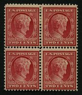 USA 175Ay VB **,* , Scott 369, 1909, 2 C. Lincoln, Wz. 1, Gezähnt L 12, Bläuliches Papier, Im Viererblock, 2 Werte Postf - Used Stamps