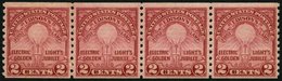 USA 317D **, Scott 656, 1929, 2 C. Edison, Senkrecht Gezähnt 10, Im Waagerechten Viererstreifen, Postfrisch, Pracht, $ 9 - Usados