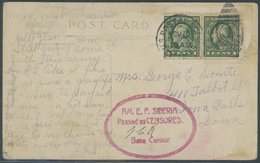 1919, SIBERIA US POSTAL AGENCY, Frankiert Militär-Ansichtskarte Mit Rotem Ovalstempel AM.E.F.SIBERIA PASSED AS CENSORED  - Usados