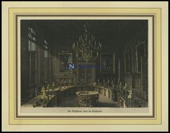 BERLIN: Der Magistrats-Saal Im Rathaus, Kolorierter Holzstich Um 1880 - Lithographien
