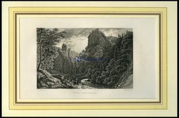 HÖLLENTHAL: Felslandschaft Mit Bach Und Durchziehendem Militär, Stahlstich Von Umbach, 19. Jh. - Lithographien