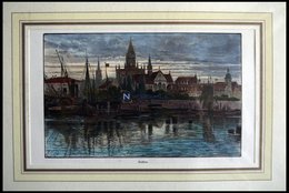 KONSTANZ, Teilansicht übers Wasser Gesehen, Kolorierter Holzstich Von Püttner Um 1880 - Lithographies