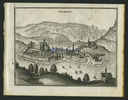 CHAMBERY, Gesamtansicht, Kupferstich Von Merian Um 1645 - Lithographien