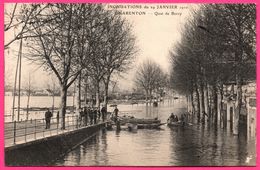 Inondations Du 29 Janvier 1910 - Charenton - Quai De Bercy - Barques - Pompiers - Animée - Cliché CONRAT - 1910 - Inondations