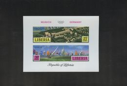 Liberia C187 Souvenir Sheet Block Imperf MNH Munich Olympics Yachting Village And Yachting 1971 A04s - Liberia