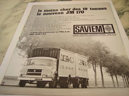 ANCIENNE PUBLICITE LE MOINS CHER CAMION SAVIEM  RENAULT 1964 - Trucks